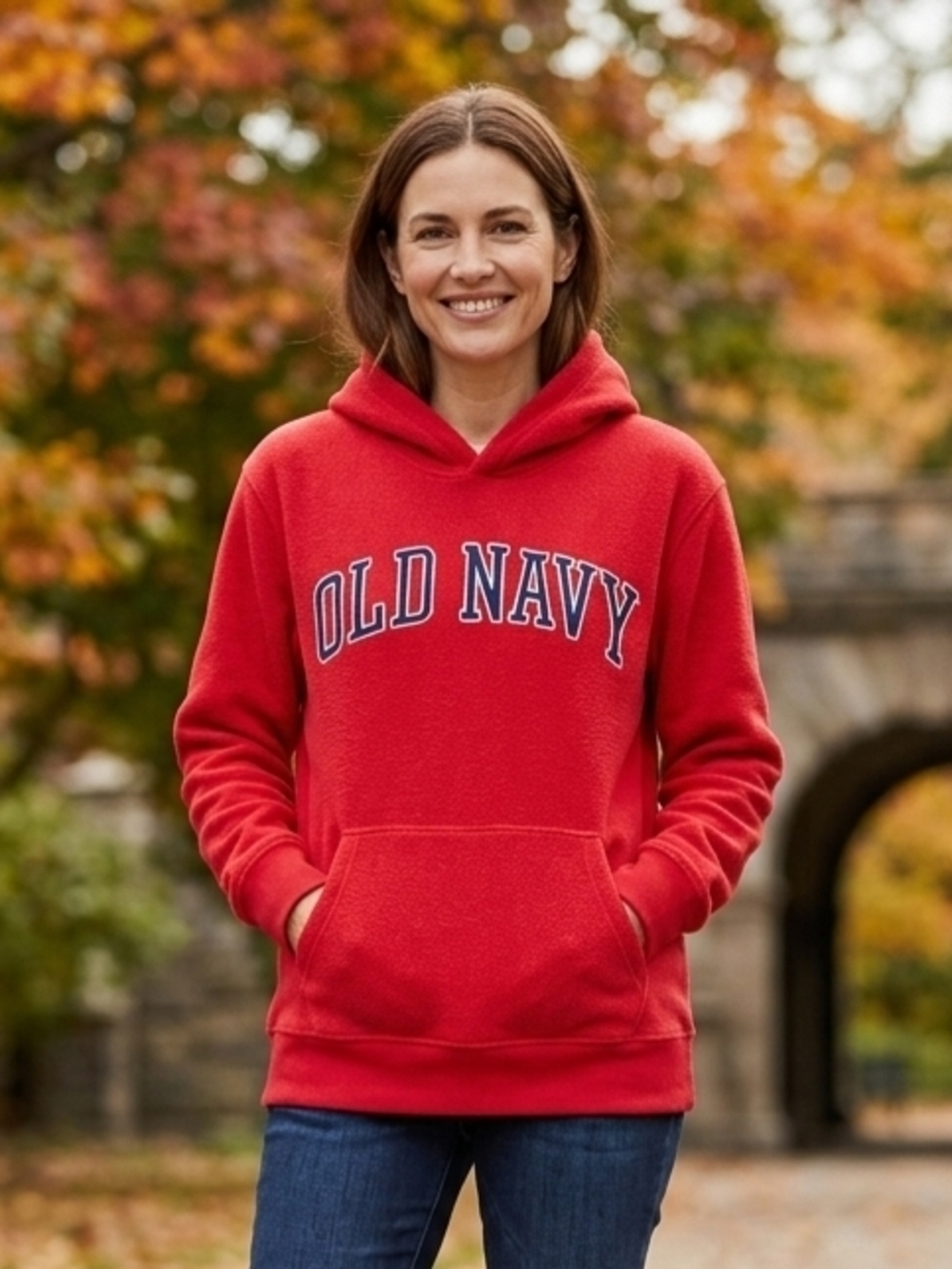 Old Navy Older Style Red Pullover Hoodie Size Med